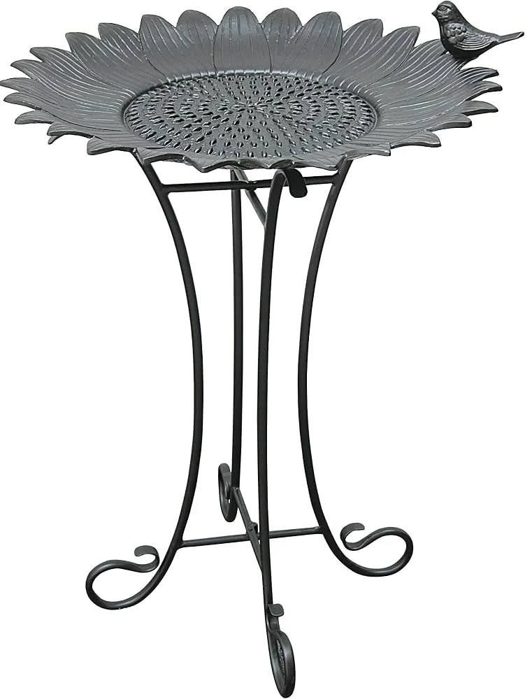 Innova Sunflower Bird Bath W/Stand Verdigris - Image 2