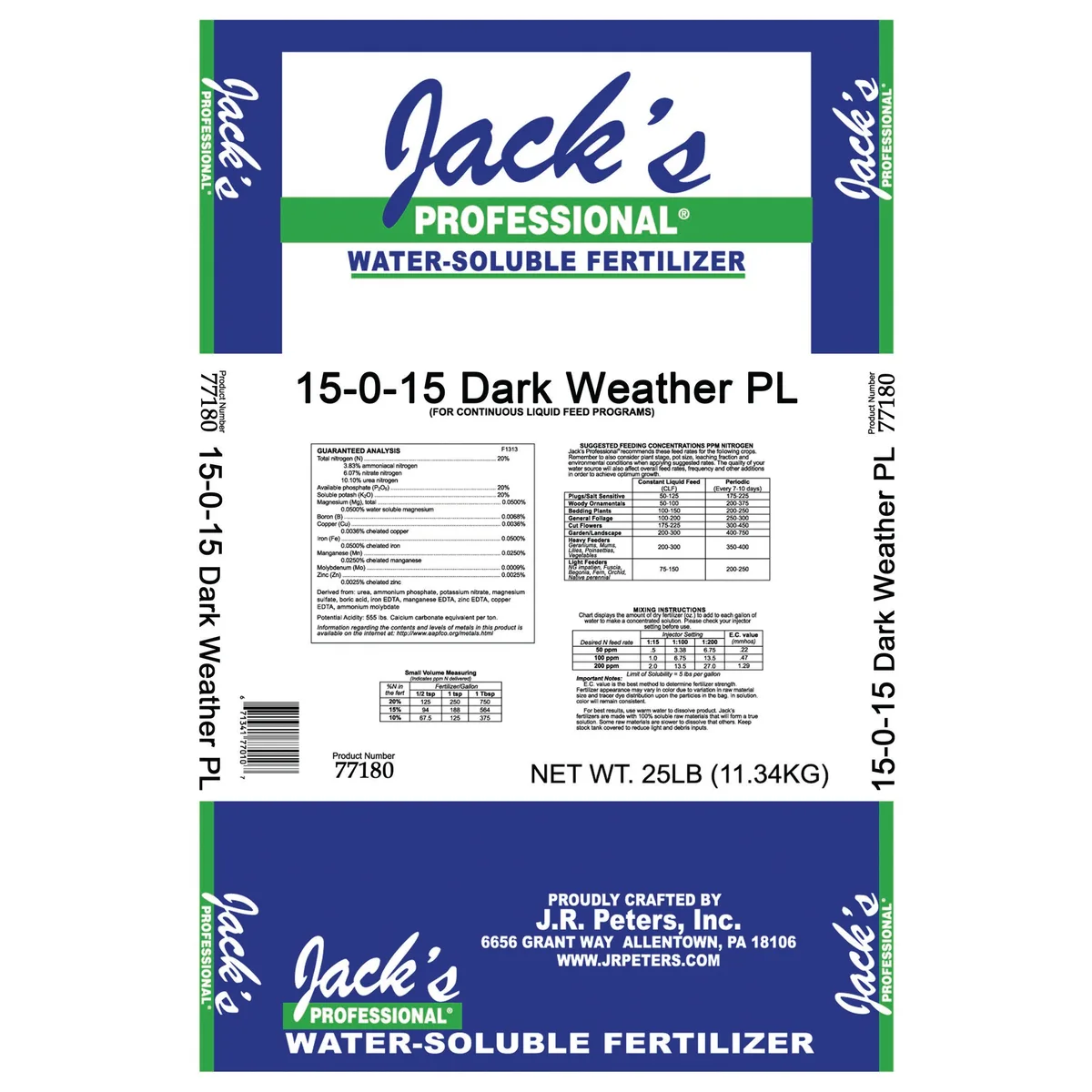 Jacks Prof Dark Weather Peat-Lite 15-0-15 25Lb - Image 2