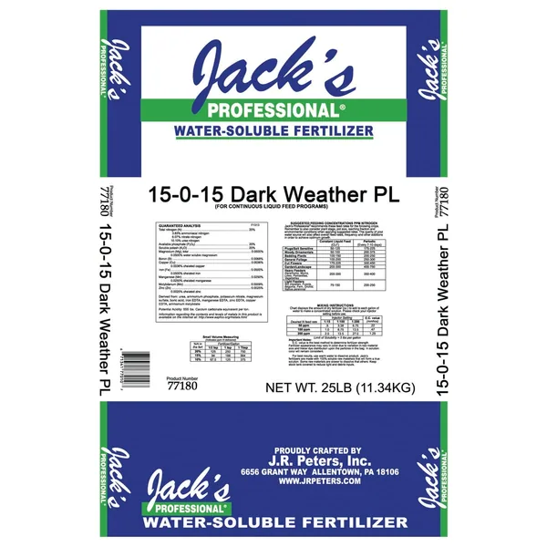 Jacks Prof Dark Weather Peat-Lite 15-0-15 25Lb