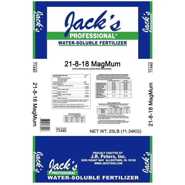 Jacks Prof MagMum Feed W/ Magnesium 21-8-18 25Lb - Image 2