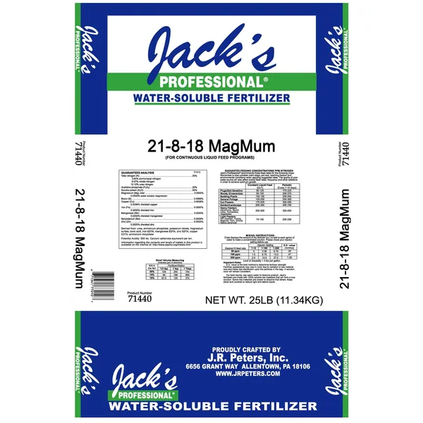 Jacks Prof MagMum Feed W/ Magnesium 21-8-18 25Lb