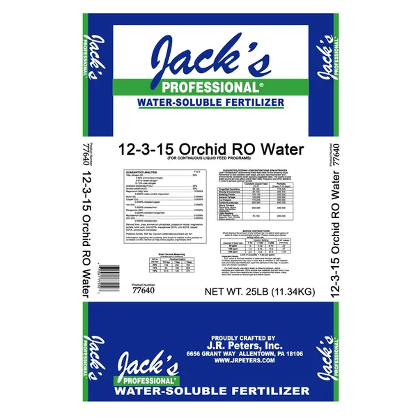 Jacks Prof Orchid RO 12-3-15 25Lb (40 Bag Minimum)