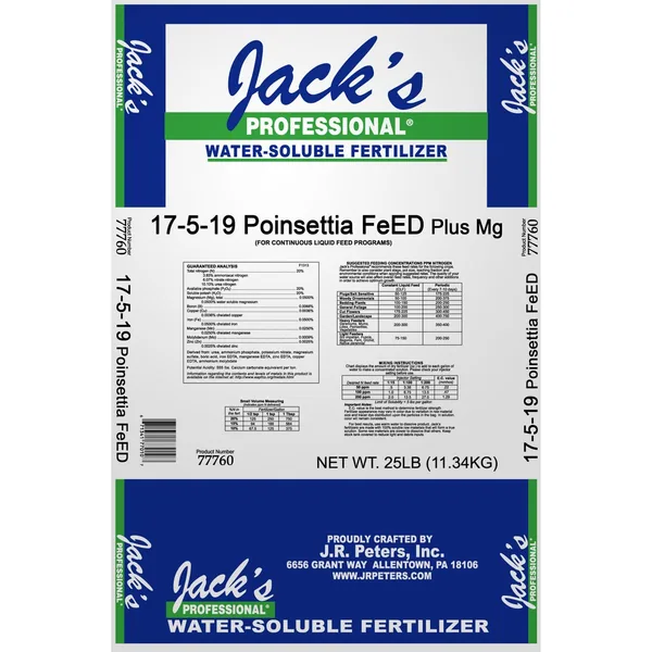 Jacks Prof Poinsettia FeED + Mg 17-5-19 25Lb