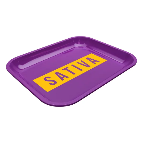 Large Dope Trays x Sativa - purple background yellow logo