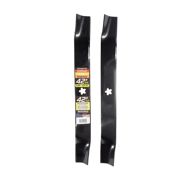 Maxpower 2 Blade Mulching Set for Many 42" Cut Craftsman, Husqvarna, Poulan Mowers Replaces OEM #'s 134149, 594892701