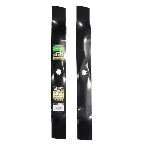 Maxpower 2 Blade Set of 3-n-1 Blades for Many 42 in. Cut John Deere Mowers Replaces OEM #'s GX22151, GY20850, 50-3231 - Image 2