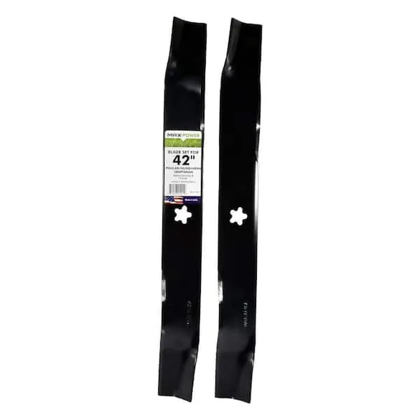 Maxpower 2 Commercial Mulching Blade Set for Many 42" Cut Craftsman, Husqvarna, Poulan Mowers Replaces OEM #'s 134149, 138498 - Image 2