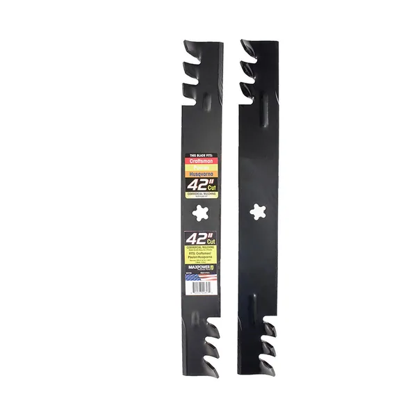 Maxpower 2 Commercial Mulching Blade Set for Many 42" Cut Craftsman, Husqvarna, Poulan Mowers Replaces OEM #'s 134149, 138498