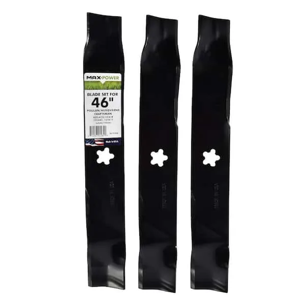 Maxpower 3 Blade Set for Many 46" Craftsman, Husqvarna, Poulan Mowers Replaces OEM #'s 52443, 163819, 532145708, 532152443 - Image 2