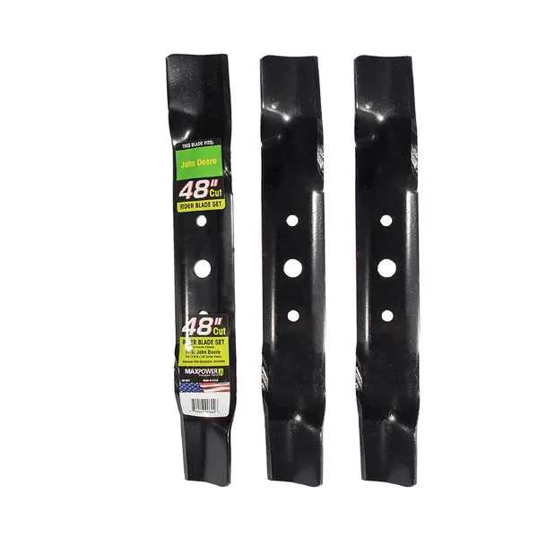 Maxpower Precision Parts Maxpower 3 Blade Set for Many 48" Cut John Deere Mowers Replaces OEM #'s GX20250, GY20568, 50-2141