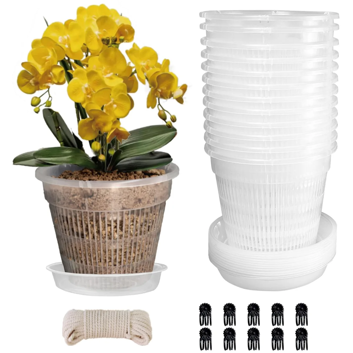 MCarr 12PC 5.5" Round Orchid Pot With Saucer Set (Case of 12) - Image 2