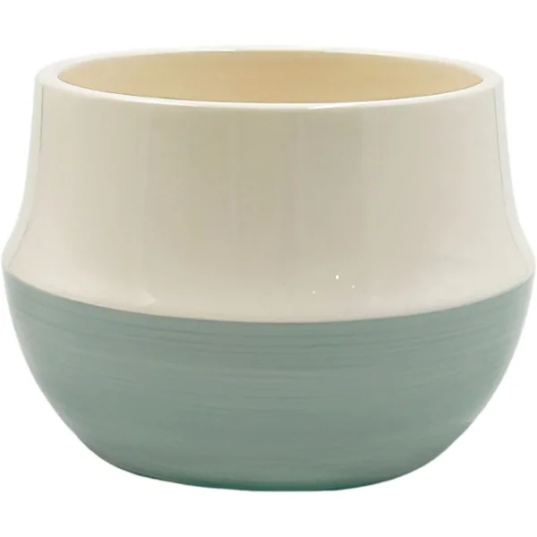 Mcarr 4.7"x4.7"x3.3" Ceramic Pot Glossy Glaze White and Green