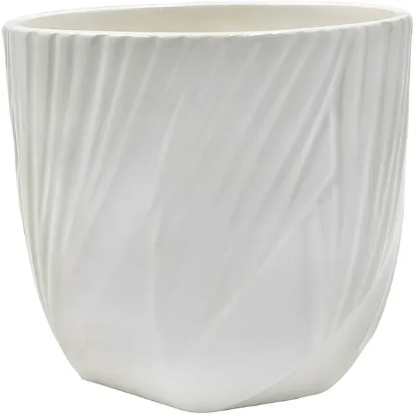 Mcarr 5.2"x5.2"x4.7" Ceramic Pot Glossy Glaze White with Curvy Grooves - Image 2