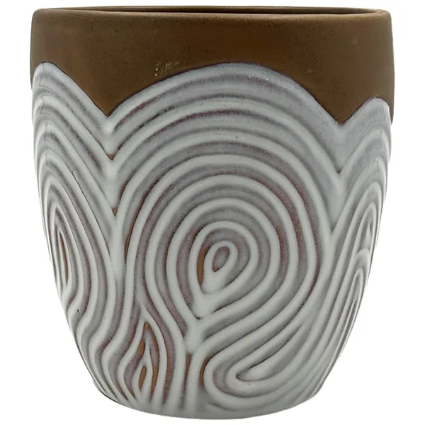 MCarr 5.2"x5.2"x5.5" Stoneware Pot with Reactive Glaze Finish Brown & White