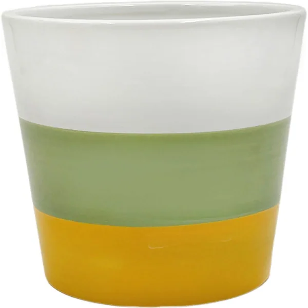 Mcarr 5.3"x5.3"x4.7" Ceramic Pot Glossy Glaze White/Green/Orange