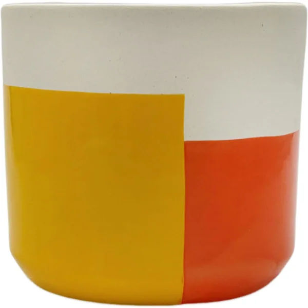 Mcarr 5.3"X5.3"x4.9" Ceramic Pot Glossy Glaze White/Light Orange/Dark Orange