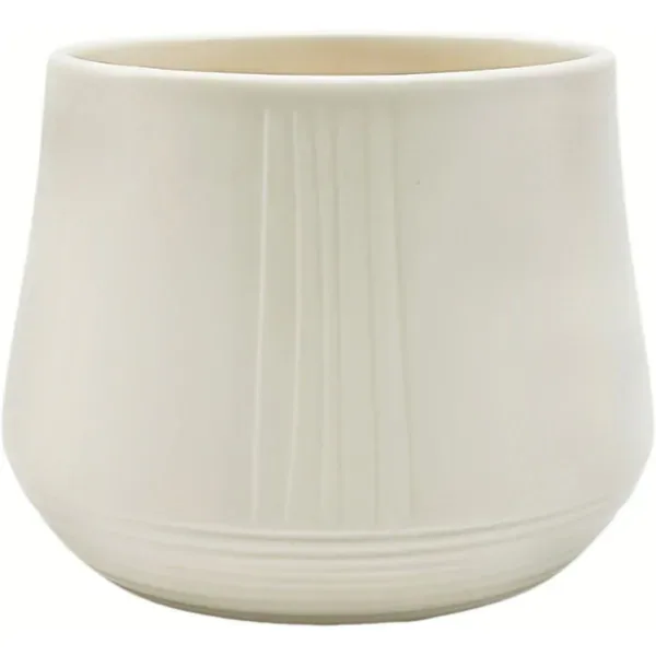 Mcarr 5.4"x5.4"x4" Ceramic Pot Glossy Glaze Grove Bottom Pattern Cream - Image 2