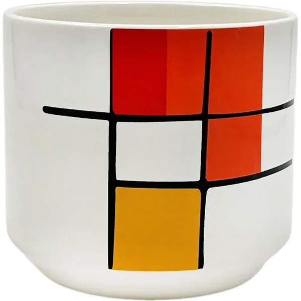 Mcarr 5"x5"x4.5" Ceramic Pot Glossy Glaze White with Red and Yellow Squares - Image 2