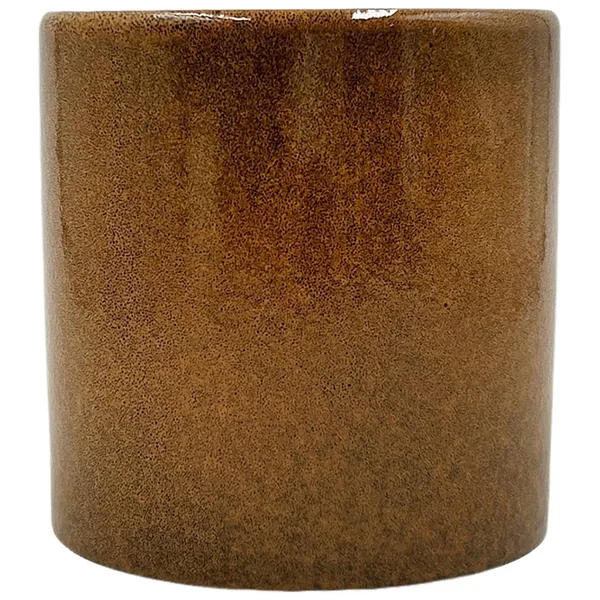 MCarr 5"x5"x5" Stoneware Pot with Reactive Finish Dark Yellow