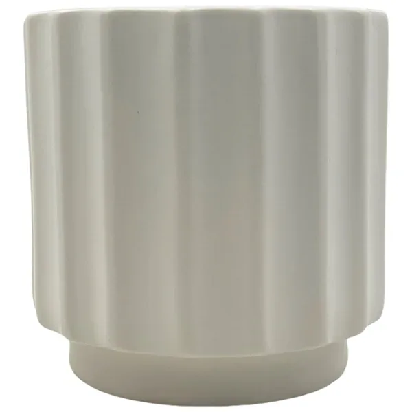 MCarr 6.3"x6.3"x6.3" Ceramic Ribbed Pot Matte White - Image 2