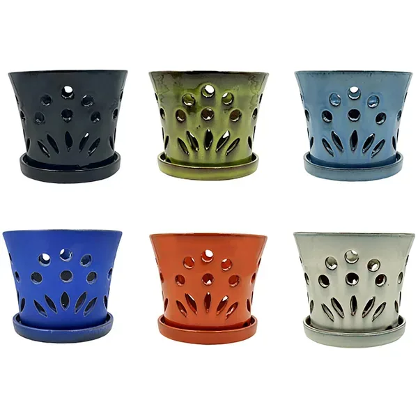 MCarr 6PC 7.1" Round Orchid Pot Mixed Asst (Case of 6) - Image 2