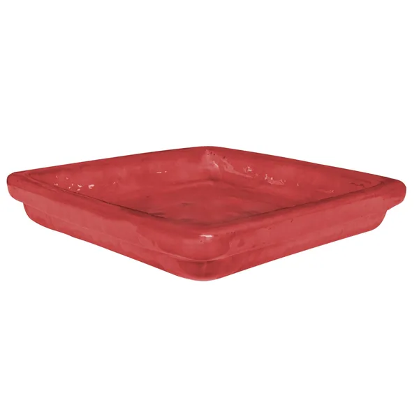 Michael Carr 11.8" Glazed Square Saucer Red