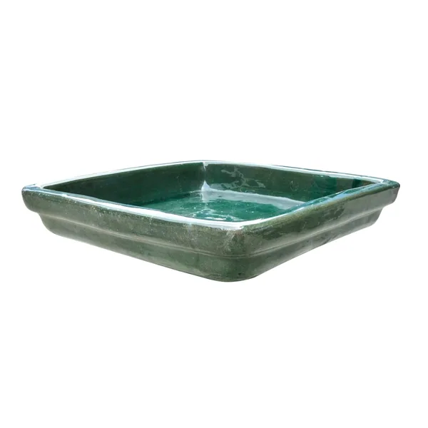Michael Carr 14.2" Glazed Square Saucer Glass Green