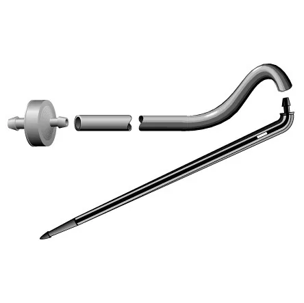 Netafim Angle Barbed PCNL Dripper Stake Assembly w/ Super Flex UV White PE Tubing