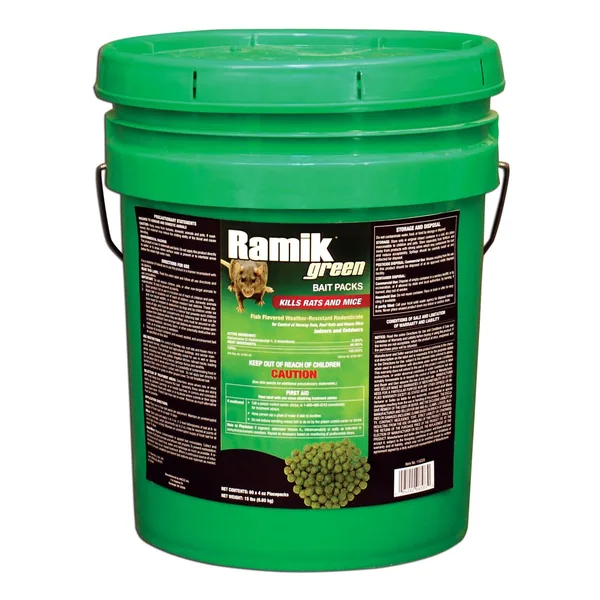 NGN Ramik Green Rodent Bait 1/2" Pellets 60x4oz Packs per Pail ( Diaphacinone )