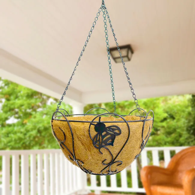 Panacea 14" Modern Farmhouse Hanging Basket Black - Image 2