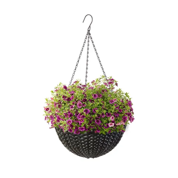 Panacea 14" Resin Woven Hanging Basket Black - Image 2
