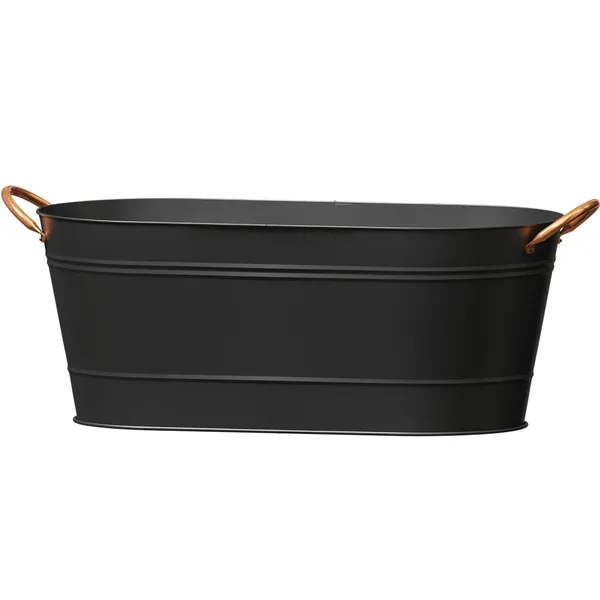 Panacea 16" Modern Farmhouse Oval Washtub Planter Matte Black