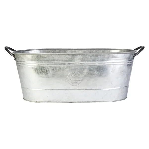 Panacea 16" Oval Washtub Planter Aged Galvanized - Image 2