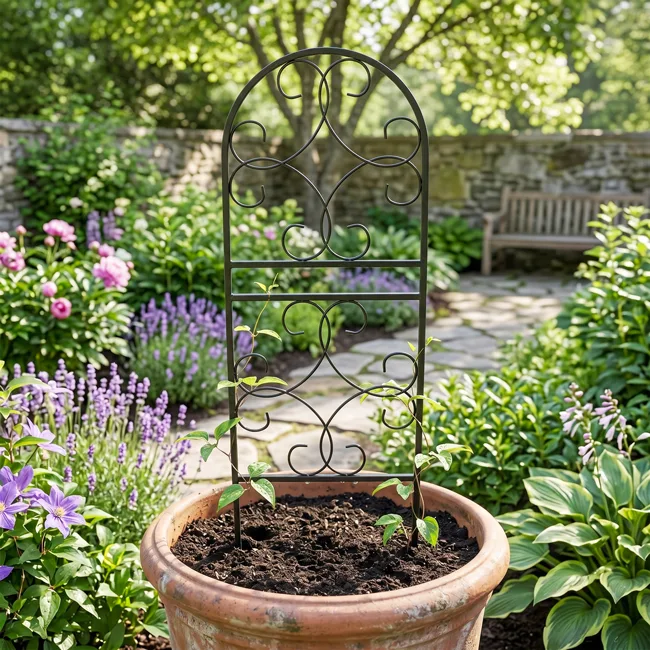 Panacea 36" Scroll Pot Trellis Black