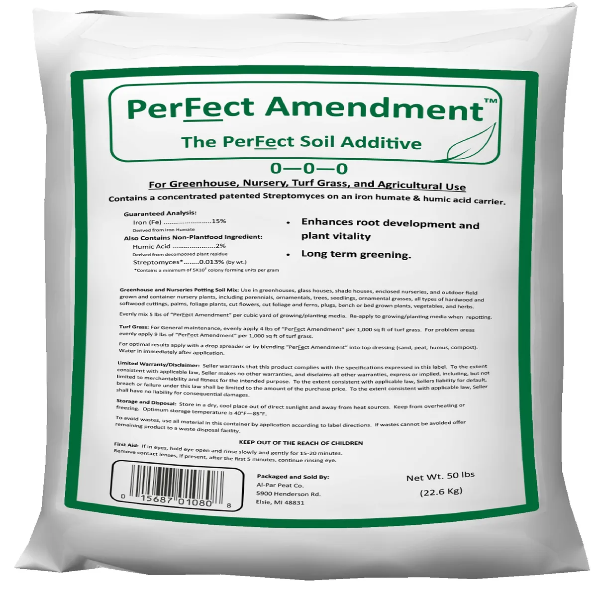 PerFect Amendment 50Lb 15% Iron, 2% Humic Acid+ Streptomyces. Soil amendment. ( actino iron actino-iron ) - Image 2