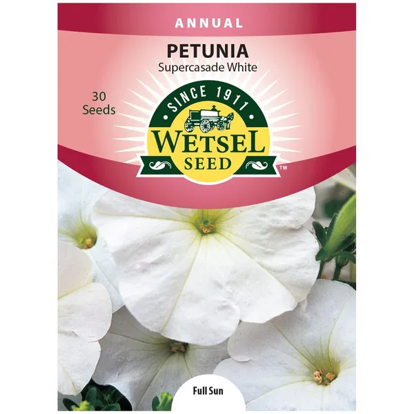 Petunia, White Supercascade 30 Seed Count