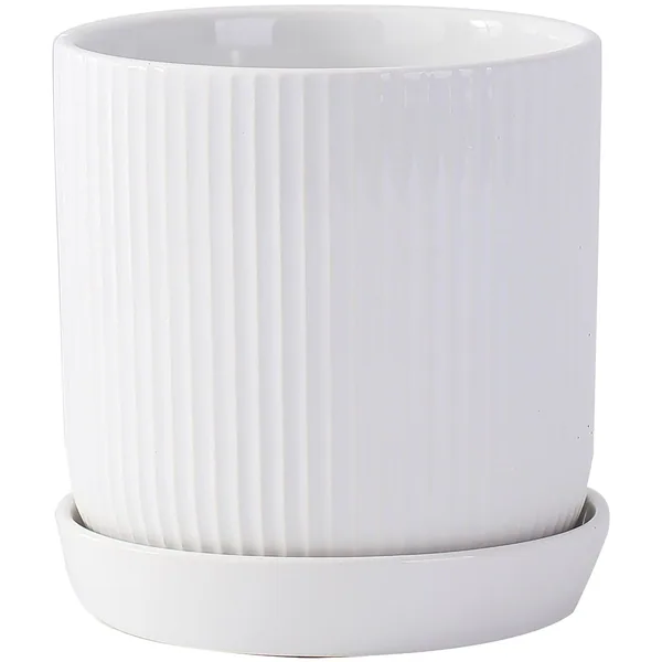 PHG 11"x11.5" Fluted Cylinder Planter Bright White — Case of 2