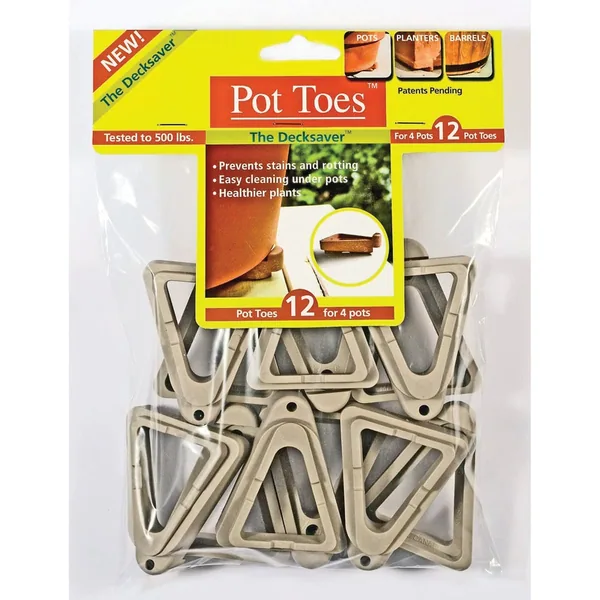 Plant Stand Pot Toes Light Gray 12PK Bag