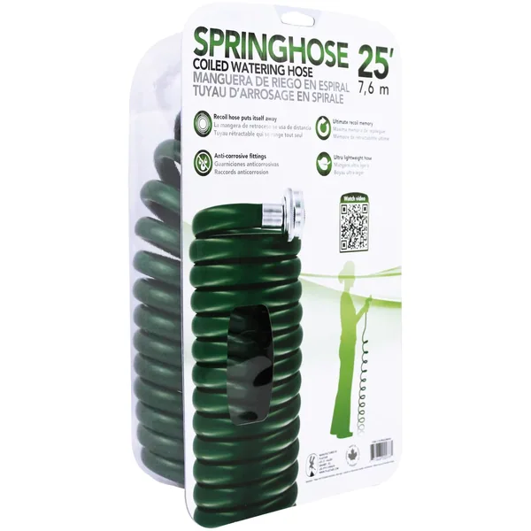 Plastair Springhose Coiled Water Hose Hunter Green