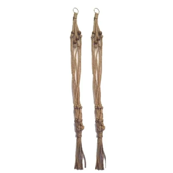 Primitive 42" Beaded All Natural Jute Plant Hanger - Image 2