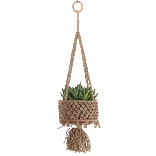 Primitive Hanging Utility Basket Jute Single Tier - Image 2