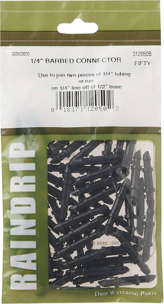 Rain Drip Connector 1/4" Barbed 50ct - Image 2
