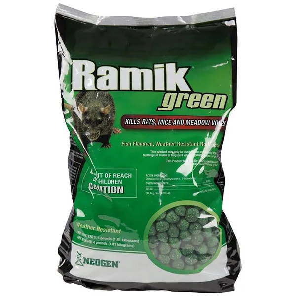 Ramik Green Nuggets Rodent Bait, 4 lb Pouch (Diphacinone)