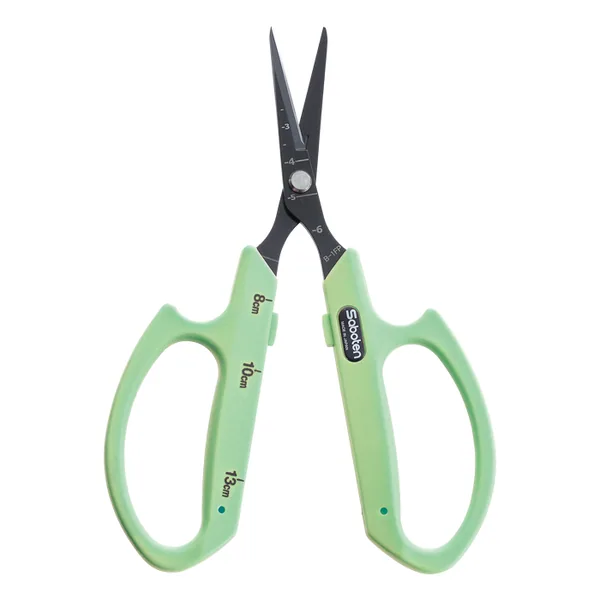 Saboten Fluorine Coated Straight Blade Trimming Scissors, Green (PT-1)