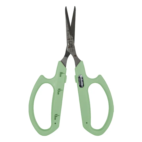 Saboten Stainless Steel Angled Blade Trimming Scissors, Green (PT-13)