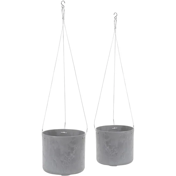StoneArt Lena Nested Hanging Planters, Grey, 7in & 8in Round (Case of 4 Sets of 2 - 8 Planters) - Image 2