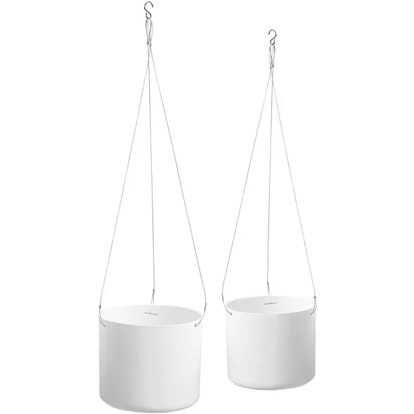 StoneArt Lena Nested Hanging Planters, White, 7in & 8in Round (Case of 4 Sets of 2 - 8 Planters) - Image 2