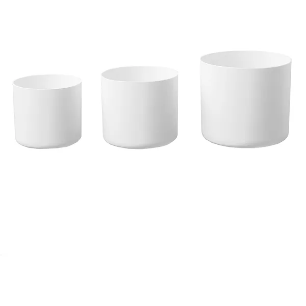 StoneArt Lena Nested Round Planters, White, 6in/7in/8in (Case of 4 Sets of 3 - 12 Planters)