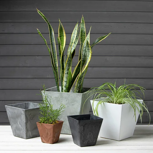 StoneArt Rubi Nested Square Planters, Grey, 6in/7in/8in (Case of 4 Sets of 3 - 12 Planters) - Image 2