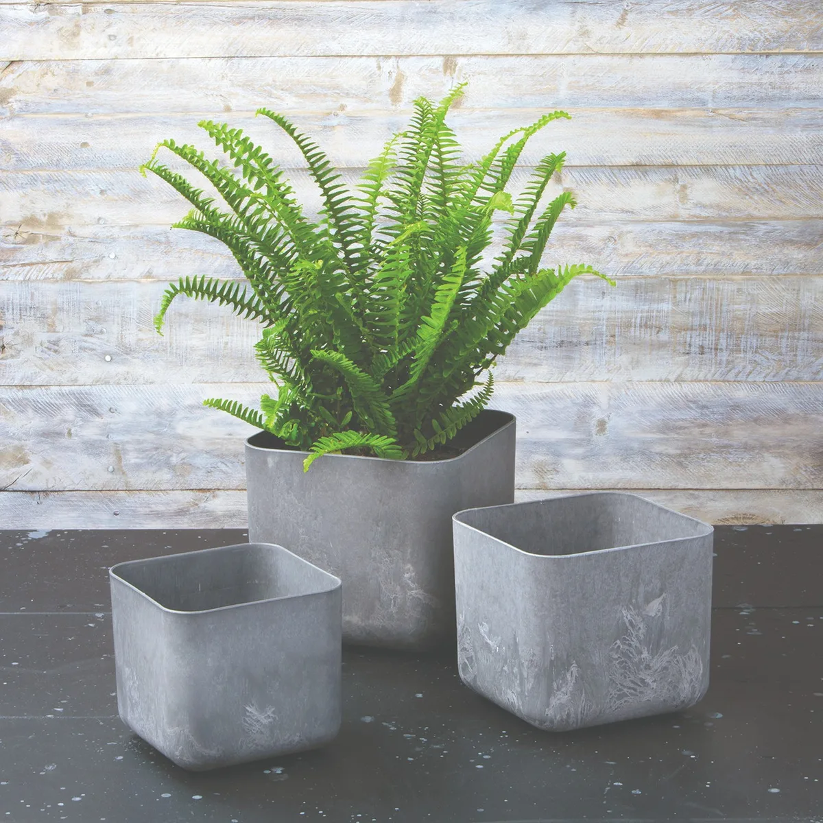 StoneArt Rubi Square White Nested Planters, 3 Pots Each (Case of 4 Sets) - Image 2